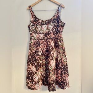 Calvin Klein Women's 12 Sleeveless Lined Colorful Tie-Dye Pattern Designer Dress